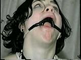 24 YR OLD GERMAN GIRL GRETCHEN DROOLS THROUGH HER HOME MADE RING-GAG (D42-11)