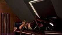Latex pleasure on the stretching bench