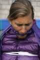 Watch Sandra beeing bound gagged and hodded in her shiny nylon Downjacket