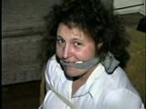 24 YEAR OLD FEISTY HOUSEWIFE CHAIR TIED, BALL-TIED, MOUTH STUFFED & CLEAVE GAGGED (D36-7)