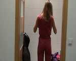 Get 2 Videos with Alina in shiny nylon Downwear from 2008