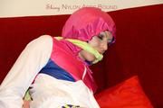 A nice cuty tied and gagged in shiny nylon shorts