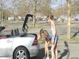 two short videos with Leoni, Jill, Lia and Yvette from 2007 enjoying shiny nylon shorts