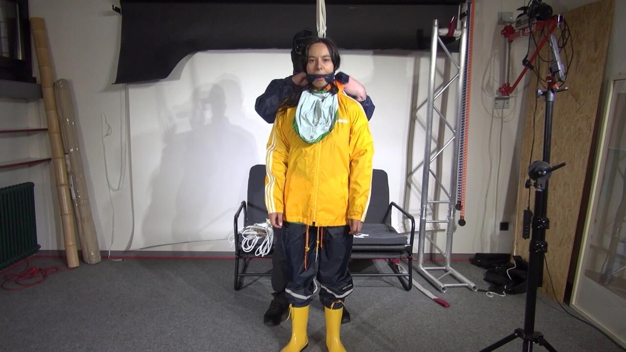 Aiyana Bound And Gagged In 3 Rainjackets 1/3