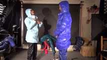 Watching sexy stella and ronja changing several shiny nylon downwear having fun with eachother (Video)