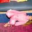 Katharina tied and gagged in shiny nylon ski suit