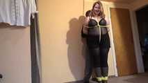 Sandra tied with yellow ropes 3/4