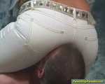 Tyra's white tight Jeans Facesitting reloaded