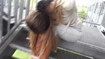 Stella roped hard on stairs 2/2