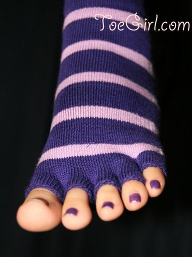 Purple Pedicure in Toe Socks