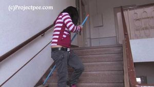 103001 Cute Nalia Rinses The Stairs With Pee
