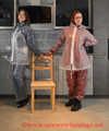 Miss J testing some heavy raingear with Lady Nadja
