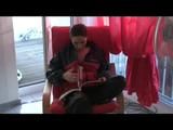 Being with Enni at home wearing sexy shiny nylon rainwear (Video)