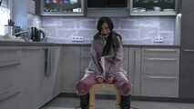 Miss Amira in AGU nylon rain gear and transparent rain suit gets bound and gagged hard