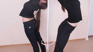 Alexa and Satisfaction Girl - Two girls and one coat rack: self-bondage session with a twist