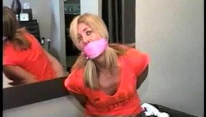 42 YEAR OLD LAWYER IS WRAP BONDAGE TAPE GAGGED, HOG-TIED, BAREFOOT AND TOE-TIED ON THE BED  Pt6  (D66-3)