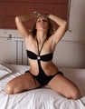 Barefoot Albina Rose bound and cuffed in several sets