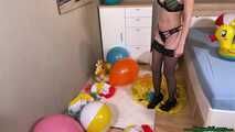 heelpopping pool toys and balloons in sexy lingerie