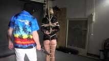Myxxxy bound gagged and spanked in shiny nylon Shorts and Windbreaker. Mouth stuffed with panties and tapegagged.