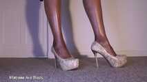 Ebony sexy tease and high heel dangle