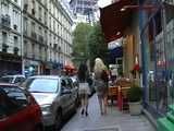 016080 Eve Takes A Pee From A Bench Beneath The Eiffel Tower