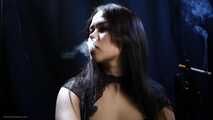 Dark Authority – Intense Solo Smoking Session in glossy gloves