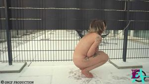 Punk girl Emily has to blow and freeze in the snow