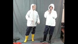 Lady Nadja and Miss Francine in some nylon rainwear part 3