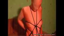 Orange Zentai tied