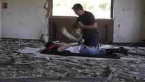 Anna hogtied in a lost place