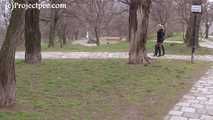 146001 Millie Takes A Very Public Pee On The Park Steps 