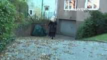 069005 Tiffany Takes A Cheeky Pee In Front Of The Apartment Garage