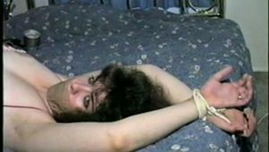 SEXY EYES AMBER BOUND & GAGGED ON BRASS BED (D28-7)