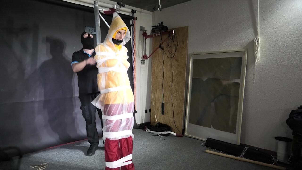 Myxxxy Bound And Pantygagged In Shiny Nylon Rainwear