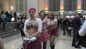 Breasts Bound Public Bondage Walk at Venus