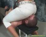 Tyra's white tight Jeans Facesitting reloaded