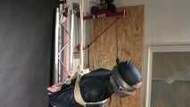 Rachel Adams bound and pantygagged in shiny nylon Rainwear