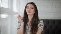 3 clips in 1 compilation of smoking cork 100mm cigarette in apartment