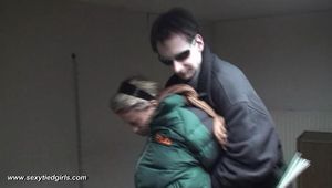 Tamara tied up in winter clothes part 2