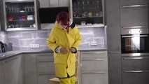 Miss Petra in K-Way raingear and yellow rainsuit with Friesennerz get bound and gagged