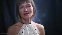 34 years old lady is smoking cork 100mm cigarette