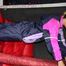 Watching sexy Pia wearing a sexy shiny nylon rain combination during her workout (Pics)