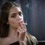 Dreamy lady Irina showing her smoking skills in a closeup video
