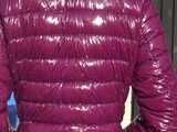 Watch Chloe taking a Shower in her new shiny nylon Downjacket