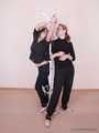 Alexa and Satisfaction Girl - Two girls and one coat rack: self-bondage session with a twist