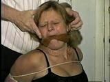 43 YEAR OLD WAITRESS CLEAVE GAGGED, CHAIR TIED, HOG-TIED, & HANDGAGGED (D53-3)