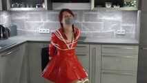 Our new Model in Miss Petra in shiny PVC shool girl uniform get bound and gagged