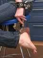 Alice Lee - Short-haired redhead left bound and barefoot in the kitchen