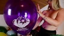 sexy helium overinflating five balloons