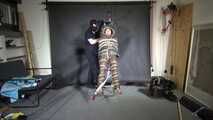 Aiyana bound, gagged and vibed in shiny nylon Downwear